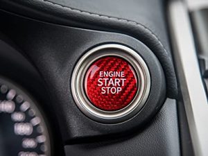 CKE Real Carbon Fiber for Toyota Camry Corolla RAV4 Highlander Avalon C-HR GT86 BRZ Accessories Car Engine Start Stop Button Cover Trim Key Lgnition Key Ring Interior Decoration Sticker - Red