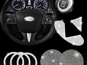 JINGSEN Bling Car Steering Wheel Decorative Diamond Sticker for Infiniti Interior Accessories for Q50 Q50L QX50 QX70 G35 G37