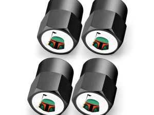 Aanlun for Star War Valve stem caps Car tire Valve caps 4PCS Boba Fett Car Tire caps fit Star War Car Accessories (Fit Boba Fett Black)