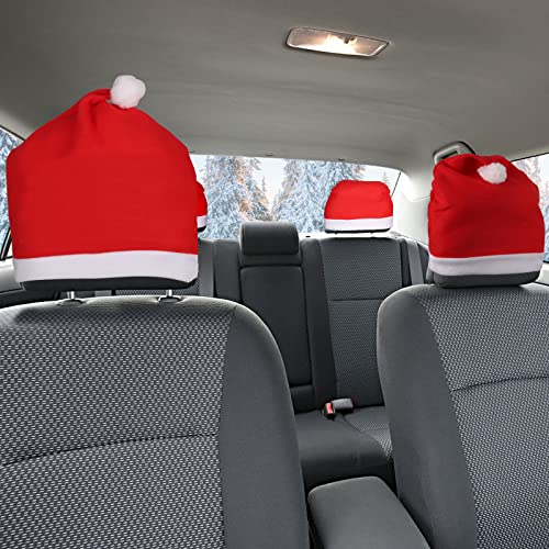 Bamugoo 4-Piece Santa Claus hat car seat headrest Cover Cute car Decoration Interior Accessories-car Christmas Decorations-Functional car Decoration Bamugoo 4-Piece Santa Claus hat car seat headrest Cover Cute car Decoration Interior Accessories-car Christmas Decorations-Functional car Decoration