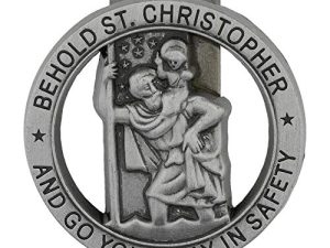 Saint Christopher Visor Clip | Patron Saint of Travelers and Motorists | Behold St. Christopher and Go Your Way in Safety | Great Catholic Gift for New Drivers and Car Owners