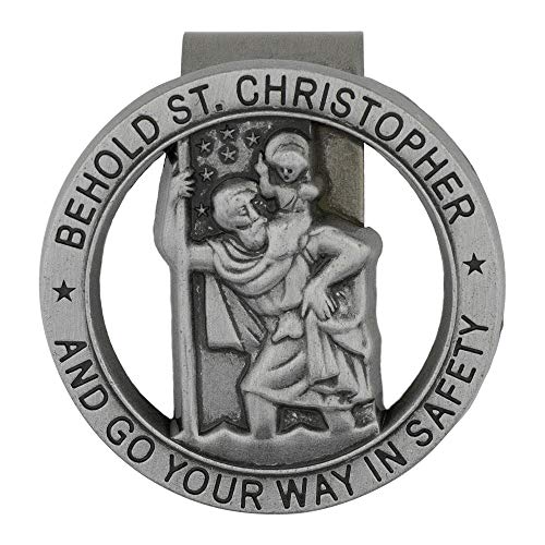 Saint Christopher Visor Clip | Patron Saint of Travelers and Motorists | Behold St. Christopher and Go Your Way in Safety | Great Catholic Gift for New Drivers and Car Owners Saint Christopher Visor Clip | Patron Saint of Travelers and Motorists | Behold St. Christopher and Go Your Way in Safety | Great Catholic Gift for New Drivers and Car Owners