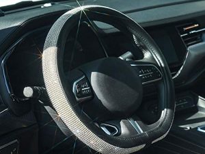ChuLian D Sharp Diamond Leather Steering Wheel Cover with Bling Bling Crystal Rhinestones