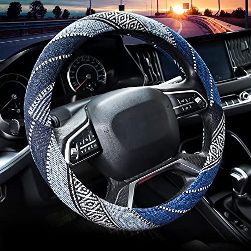 Valleycomfy Cloth Steering Wheel Covers for Women Bohemian Universal 15 inch Baja Blanket Enthic Blue Valleycomfy Cloth Steering Wheel Covers for Women Bohemian Universal 15 inch Baja Blanket Enthic Blue