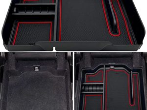EVTIME Center Console Organizer fit for RAM 1500 2500 3500 2022 2021 2020 2019 Accessories Interior Storage Box Armrest Storage Tray (Red)