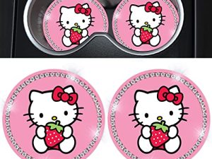 Car Cup Holder Coaster 2 Pack Cute Kawaii Pink Cartoon Bling Silicone New Automotive CupHolder Accessories Interior Decor Decorations for Women DZ615
