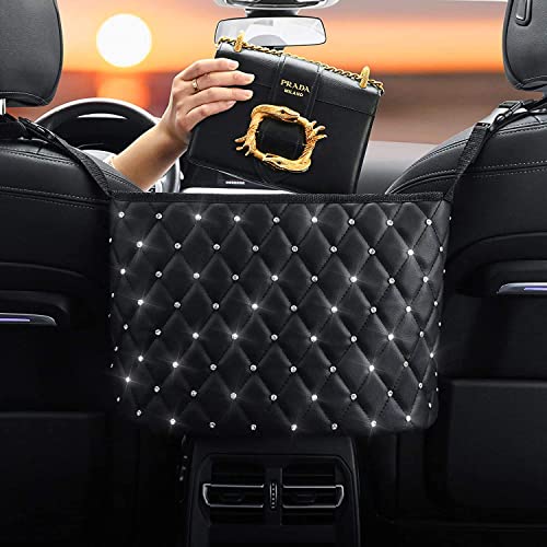 Maylai Purse Holder for Car Durable Pu Leather Car Net Pocket Car Seat Storage Net Handbag Driver Storage Netting Pouch Seat Back Net Bag Backseat Pet Kids Barrier (Black with Diamond) Maylai Purse Holder for Car Durable Pu Leather Car Net Pocket Car Seat Storage Net Handbag Driver Storage Netting Pouch Seat Back Net Bag Backseat Pet Kids Barrier (Black with Diamond)