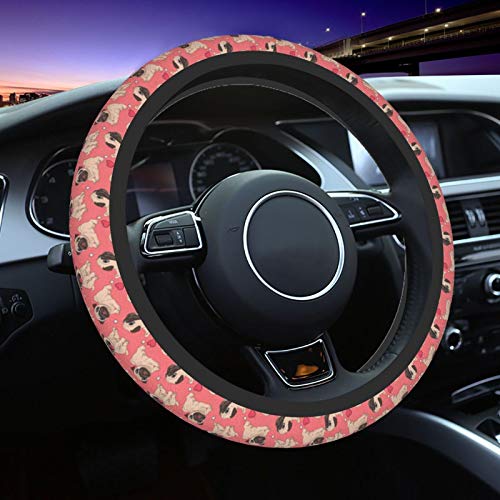 Delerain Cartoon Pugs Puppies Steering Wheel Covers Delerain Cartoon Pugs Puppies Steering Wheel Covers