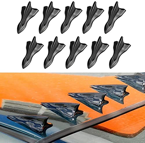 RULLINE Air Vortex Generator Diffuser Shark Fin 10pcs Set Kit Compatible with Spoiler Roof Wing Pointed End Style Black RULLINE Air Vortex Generator Diffuser Shark Fin 10pcs Set Kit Compatible with Spoiler Roof Wing Pointed End Style Black
