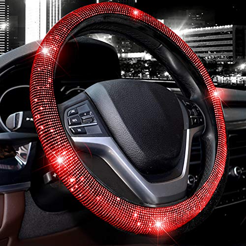 Valleycomfy Steering Wheel Cover for Women Bling Bling Crystal Diamond Sparkling Car SUV Wheel Protector Universal Fit 15 Inch (Black with Red Diamond Valleycomfy Steering Wheel Cover for Women Bling Bling Crystal Diamond Sparkling Car SUV Wheel Protector Universal Fit 15 Inch (Black with Red Diamond