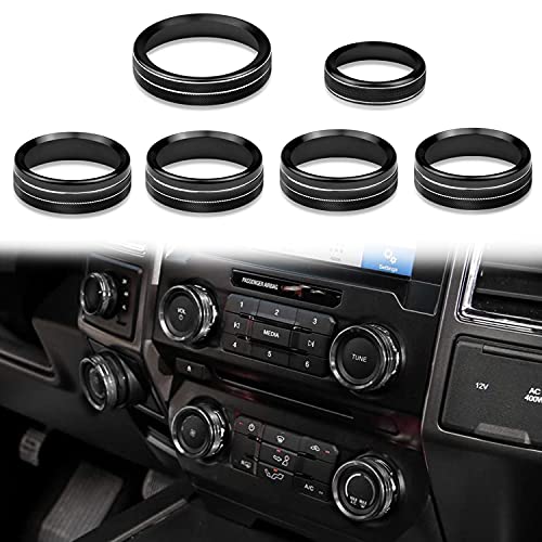 Kujunpao Air Conditioner Switch Trim Cover Aluminum Center Console Knob Compatible for Ford F150 XLT Accessories 2015-2019 6PCS(Black) Kujunpao Air Conditioner Switch Trim Cover Aluminum Center Console Knob Compatible for Ford F150 XLT Accessories 2015-2019 6PCS(Black)