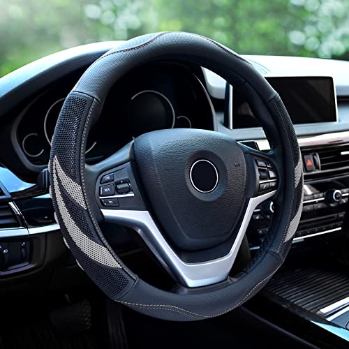 Alusbell Microfiber Leather Steering Wheel Cover Breathable Auto Car Steering Wheel Cover for Men and Women Alusbell Microfiber Leather Steering Wheel Cover Breathable Auto Car Steering Wheel Cover for Men and Women