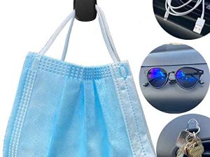 Randconcept - Hanger for Mask Car Dashboard Hook Holder Multi Storage Stick on Dashboard | Wall Fob Hanging Hooks | Key Fob Holder | USB Cable Organizer | Earphone Cable Winder (4 Pack)
