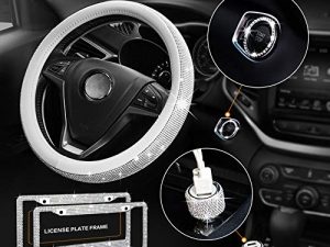 Diamond Bling Steering Wheel Cover for Women Universal Fit 15 Inch