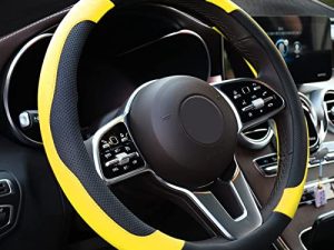 Xizopucy Yellow Steering Wheel Cover Microfiber Leather Sporty Car Accessories for Men and Women