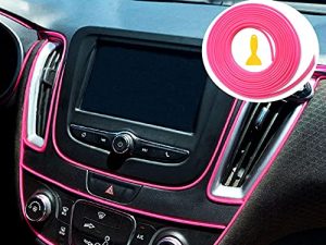 Mr.Brighton LED Pink Car Interior Decorative Molding Door Panel Gap Trim Strip (23Ft)
