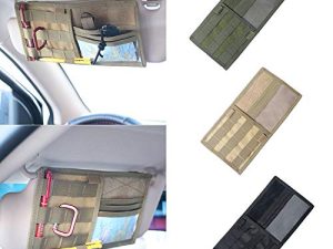 Tactical Molle Visor Panel Car Sun Visor Organizer Holder Pouch Sunshade Storage Bag (Black)