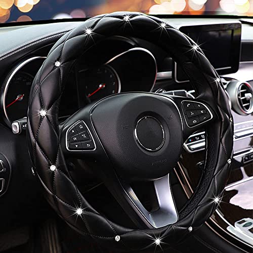 YOGURTCK Diamond Soft Leather Anti-Slip Steering Wheel Cover with Bling Bling Crystal Rhinestones YOGURTCK Diamond Soft Leather Anti-Slip Steering Wheel Cover with Bling Bling Crystal Rhinestones