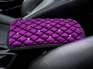 Frienda Furry Armrest Cover Auto Center Armrest Cover Car Soft Console Pad Fluffy Seat Box Cover Furry Car Armrest Pad Cover for Most Car Box Decoration Protector (Purple