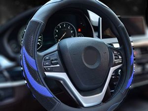 Alusbell Microfiber Leather Steering Wheel Cover Breathable Auto Car Steering Wheel Cover for Men and Women Universal 15 Inches (Blue)