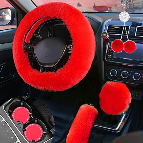 ZXGHIJJ Fluffy Car Accessories Set ZXGHIJJ Fluffy Car Accessories Set
