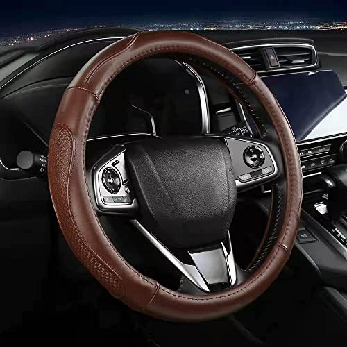Brown Leather Car Steering Wheel Cover for Women and Men Brown Leather Car Steering Wheel Cover for Women and Men