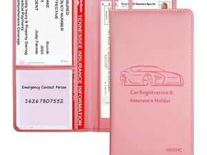 Car Registration and Insurance Card Holder - Leather Vehicle Glove Box Automobile Documents Paperwork Wallet Case Organizer for ID