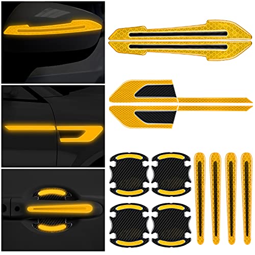 12 Pieces Reflective Car Stickers Set Rearview Mirror Reflective Warning Stickers Car Side Reflective Stickers Car Handle Protectors and Handle Paint Scratch Films for Car Safety (Yellow) 12 Pieces Reflective Car Stickers Set Rearview Mirror Reflective Warning Stickers Car Side Reflective Stickers Car Handle Protectors and Handle Paint Scratch Films for Car Safety (Yellow)