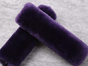 OGLAND 2 Pack Natural Fur Comfort Auto Authentic Sheepskin Car Seat Belt Pads for Adults
