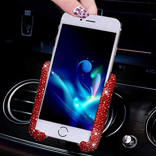 SUNCARACCL Bling Car Phone Holder Mini Car Dash Air Vent Automatic Phone Mount Universal 360°Adjustable Crystal Auto Car Stand Phone Holder Car Accessories for Women and Girls (Red) SUNCARACCL Bling Car Phone Holder Mini Car Dash Air Vent Automatic Phone Mount Universal 360°Adjustable Crystal Auto Car Stand Phone Holder Car Accessories for Women and Girls (Red)
