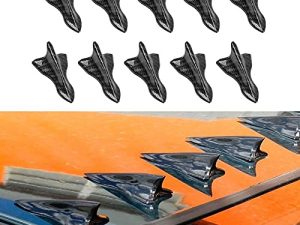 RULLINE Air Vortex Generator Diffuser Shark Fin 10pcs Set Kit Compatible with Spoiler Roof Wing Pointed End Style Carbon Fiber Pattern