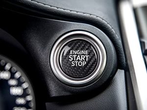 CKE Real Carbon Fiber for Toyota Camry Corolla RAV4 Highlander Avalon C-HR GT86 BRZ Accessories Car Engine Start Stop Button Cover Trim Key Lgnition Key Ring Interior Decoration Sticker - Black