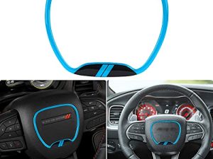 Auovo Steering Wheel Trim Cover for Charger Challenger Accessories 2015 2016 2017 2018 2019 2020 2021 2022 3D Domed Badge Overlay Decal Trim Cover Sticker Interior Accessories (Light Blue)