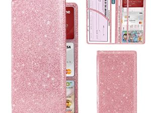 Car Registration and Insurance Holder Registration and Insurance Card Holder Car Essentials for Women Car Insurance and Registration Card Holder Men Pink Car Essentials (Bling pink)