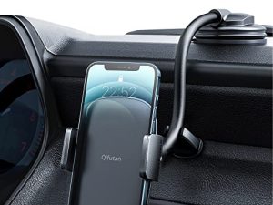 Qifutan Cell Phone Holder for Car Phone Mount Long Arm Dashboard Windshield Car Phone Holder Strong Suction Anti-Shake Stabilizer Phone Car Holder Compatible with All Phone Android Smartphone