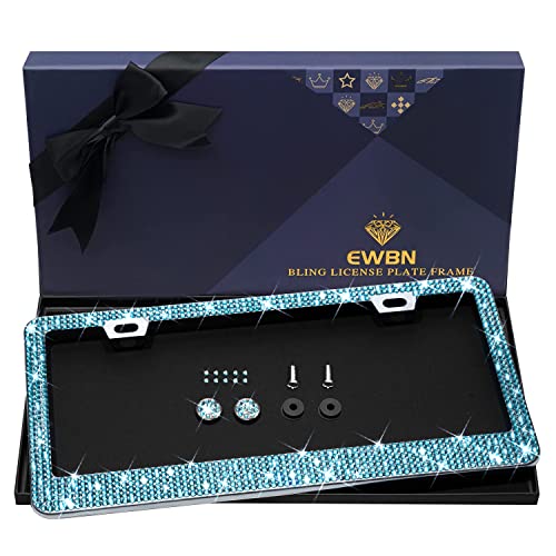 Bling Rhinestone License Plate Frame for Women,Diamond Sparkly License Plate Frames| Stainless Steel Frames & Over 1200 pcs Finest 14 Facets Glass Crystals Premium Diamond+GiftBox(Blue) Bling Rhinestone License Plate Frame for Women,Diamond Sparkly License Plate Frames| Stainless Steel Frames & Over 1200 pcs Finest 14 Facets Glass Crystals Premium Diamond+GiftBox(Blue)