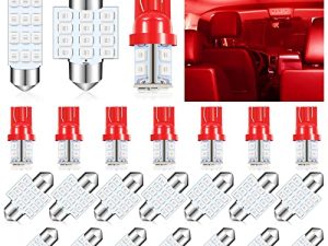 Tallew 24 Pieces Dome Light LED Car Bulb Kit Set T10 31 mm 42 mm LED Festoon Bulbs Interior LED Interior Replacement Bulbs for Car Map Door Courtesy (Red)