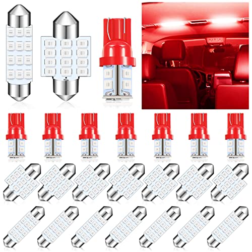 Tallew 24 Pieces Dome Light LED Car Bulb Kit Set T10 31 mm 42 mm LED Festoon Bulbs Interior LED Interior Replacement Bulbs for Car Map Door Courtesy (Red) Tallew 24 Pieces Dome Light LED Car Bulb Kit Set T10 31 mm 42 mm LED Festoon Bulbs Interior LED Interior Replacement Bulbs for Car Map Door Courtesy (Red)