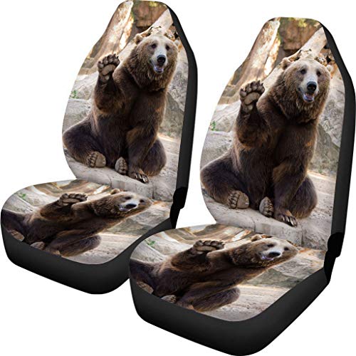 Buybai Car Seat Covers 2Pcs Trendy Brown Bear Waving Pattern Front Bucket Seat Cover Velvet Fabric Black Auto Accessories Universal Fits for Most Cars Buybai Car Seat Covers 2Pcs Trendy Brown Bear Waving Pattern Front Bucket Seat Cover Velvet Fabric Black Auto Accessories Universal Fits for Most Cars