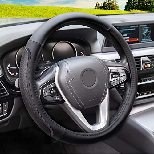 Magnelex Microfiber Leather Steering Wheel Cover – Black. Heat Resistant Anti-Slip Car Wheel Wrap - Compatible with Most Makes and Models of Cars and Trucks with 14.5 to 15 Inch Steering Wheels Magnelex Microfiber Leather Steering Wheel Cover – Black. Heat Resistant Anti-Slip Car Wheel Wrap - Compatible with Most Makes and Models of Cars and Trucks with 14.5 to 15 Inch Steering Wheels