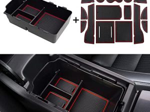 11Civ Rubber Mat Pad (Cup Holder/Door Pocket Liners/Console Mat) & Center Console Organizer Tray (Armrest Storage Box) for 11th Gen Honda Civic 2022 2023+ [ Sedan/Hatchback/not for Si ] Accessories