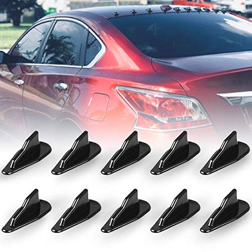 RULLINE 10pcs/Set Diffuser Shark Fin Kit Compatible with Spoiler Roof Wing Air Vortex Generator Black RULLINE 10pcs/Set Diffuser Shark Fin Kit Compatible with Spoiler Roof Wing Air Vortex Generator Black