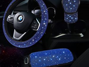 TZARROT Blue Bling Car Accessories Set for Women
