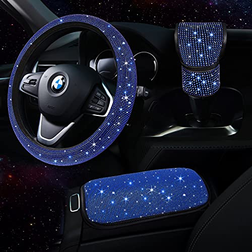 TZARROT Blue Bling Car Accessories Set for Women TZARROT Blue Bling Car Accessories Set for Women