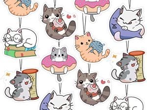12 Pack Cute Cat Car Air Freshener for Women Girls Long Lasting Funny Cat Car Accessories Little Scented Hanging Air Fresheners for Car Mirror