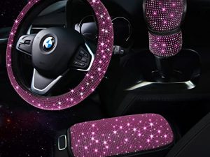 TZARROT Pink Bling Car Accessories Set for Women