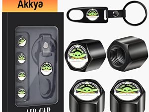 Akkya Tire Valve Stem Caps Cover for Car Bike Bicycle Motorcycles Tractors Mountain Bikes Trucks Cute Cartoon Trendy Black Metal Chrome Tire Air Pressure Covers Wheel Accessories Parts