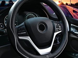 Valleycomfy Steering Wheel Covers Universal 15 inch - Genuine Leather