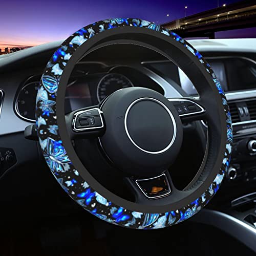 Blue Butterfly Steering Wheel Cover Universal 14.5-15 Inch Car Wheel Protector Anti-Slip Car Steering Wheel Accessories for Women Girls Blue Butterfly Steering Wheel Cover Universal 14.5-15 Inch Car Wheel Protector Anti-Slip Car Steering Wheel Accessories for Women Girls