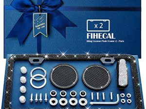 FIHECAL Bling License Plate Frame Covers for Women 2 Pack